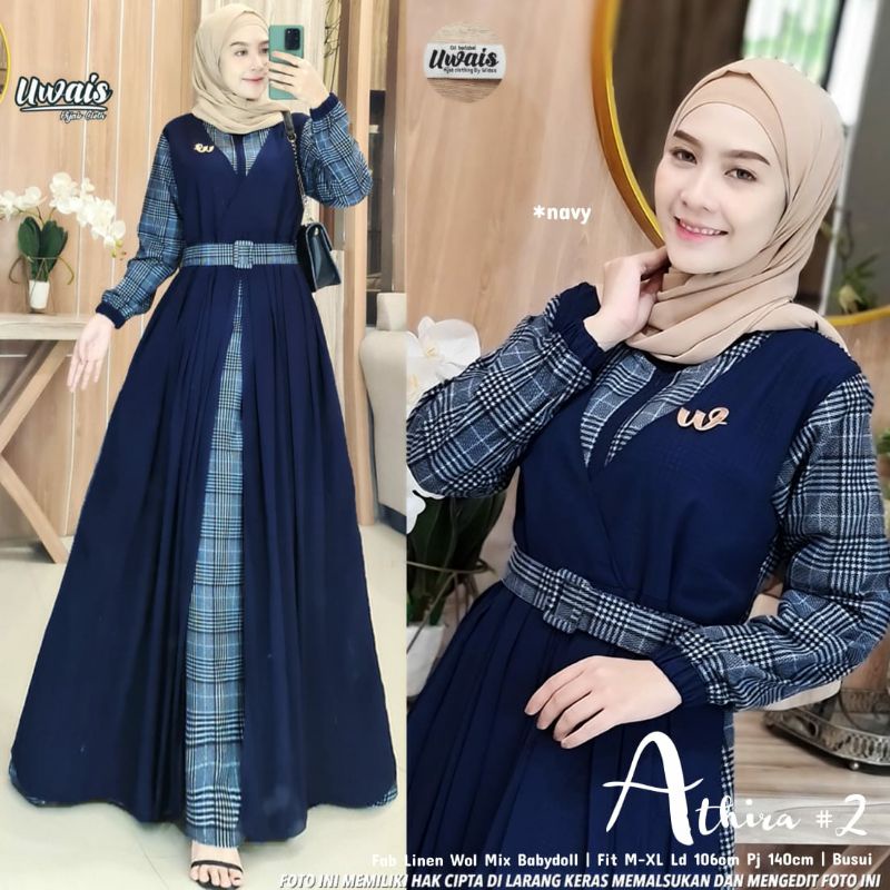 Athira Dress by Uwais - Maxi Dress Gamis Linen Busui