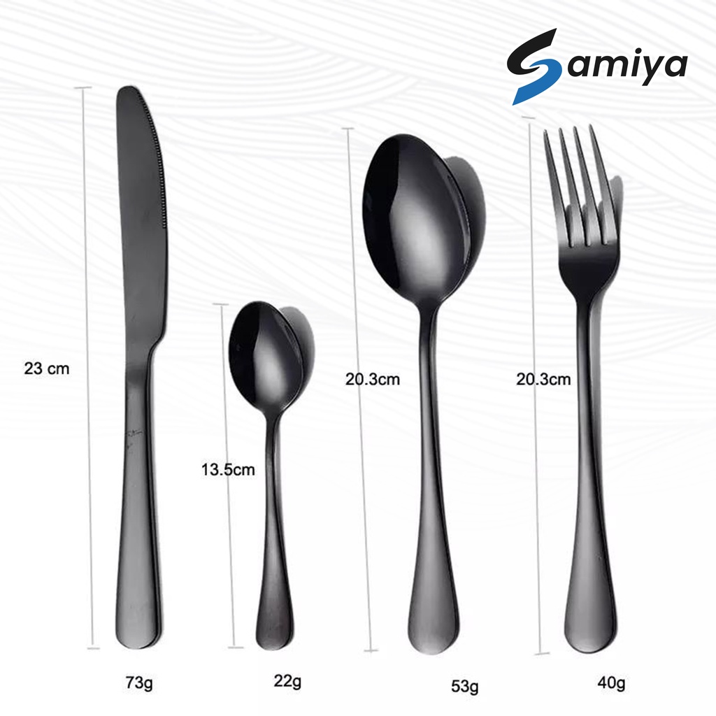 dinner spoon matte black / alat makan set sendok garpu tea spoon pisau makan warna doff