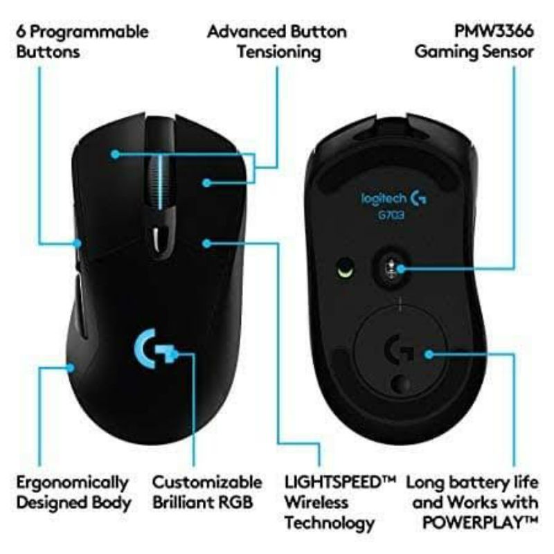 Mouse Gaming Wireless Logitech G703 Hero Lightspeed