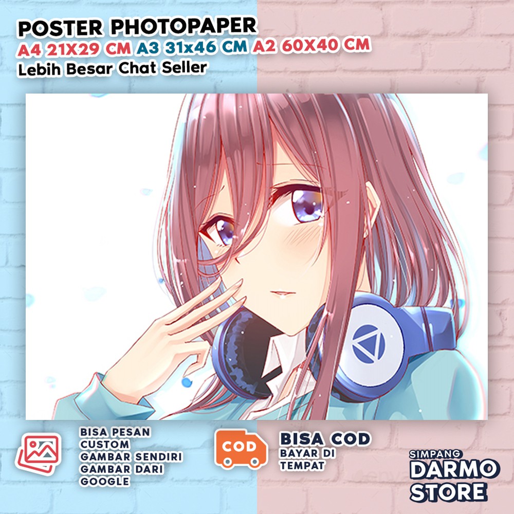 Poster Anime Gotoubun no Hanayome Terbaru Hiasan dekorasi dinding Wibu Aesthetic Miku Nakano GTBX-13