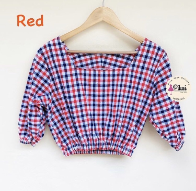 Blouse cewek lucu / blouse katun flanel wanita / blouse korean style / blouse kotak lucu / 2247