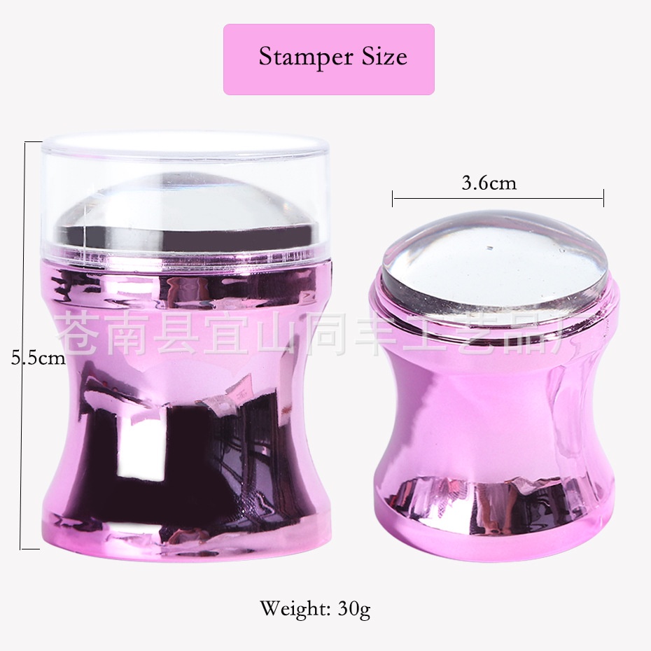 Alat Kuku Stempel Silikon Transfer Besar Ungu Warna Rosegold Template Kuku Stempel Transfer Khusus