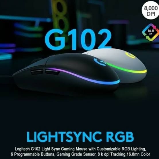 logitech G102 lightsync v2 RGB gaming mouse garansi resmi original