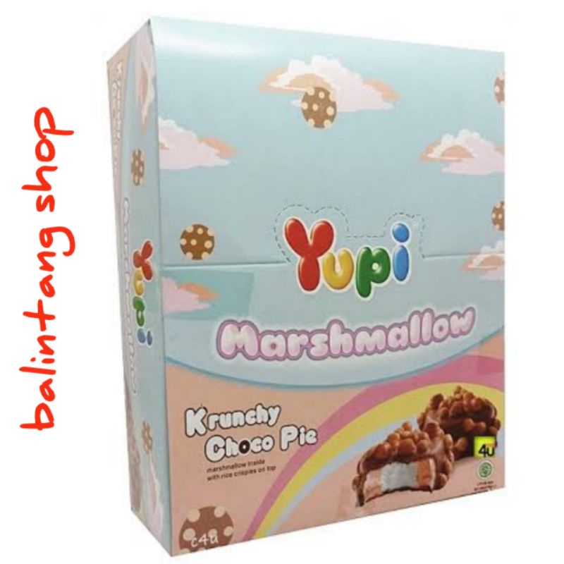 1 BOX YUPI MARSHMALLOW KRUNCHY CHOCO PIE (24x4,5 G) / ISI 24 PCS