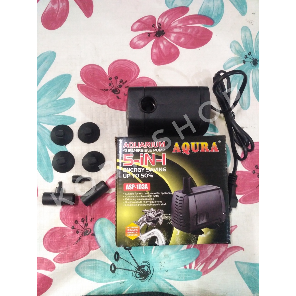 Pompa Celup Aquarium Water Pump AQURA ASP 103 A 5 IN 1 LOW WATT