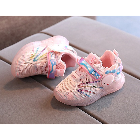 Qeede_Store Sepatu KANINA  Sneakers Anak Perempuan Import Lampu LED Size 21-30