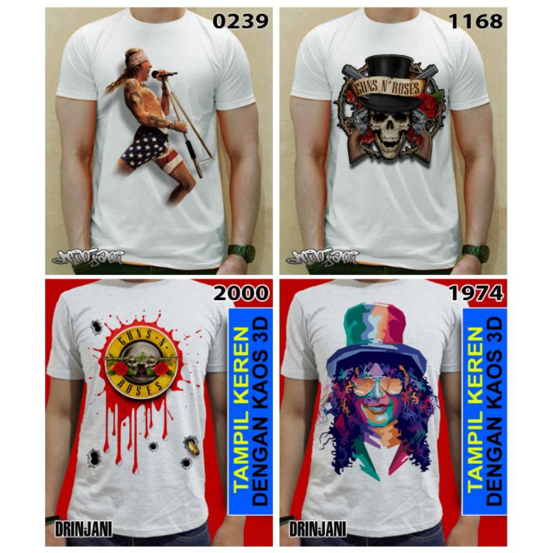 kaos baju guns n roses / gnr / axl rose / slash / hang tag