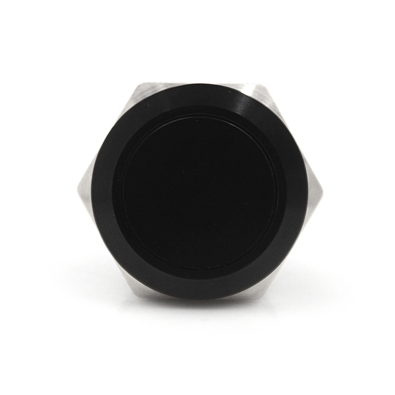 {LUCKID}1PC 22mm waterproof black momentary metal flat top push button switch