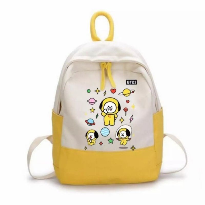 Chimmy Cooky Versi Korea Lembut Lucu SMA Harujuku Tas Sekolah Tren Pelajar Wanita Ransel Kanvas Lucu