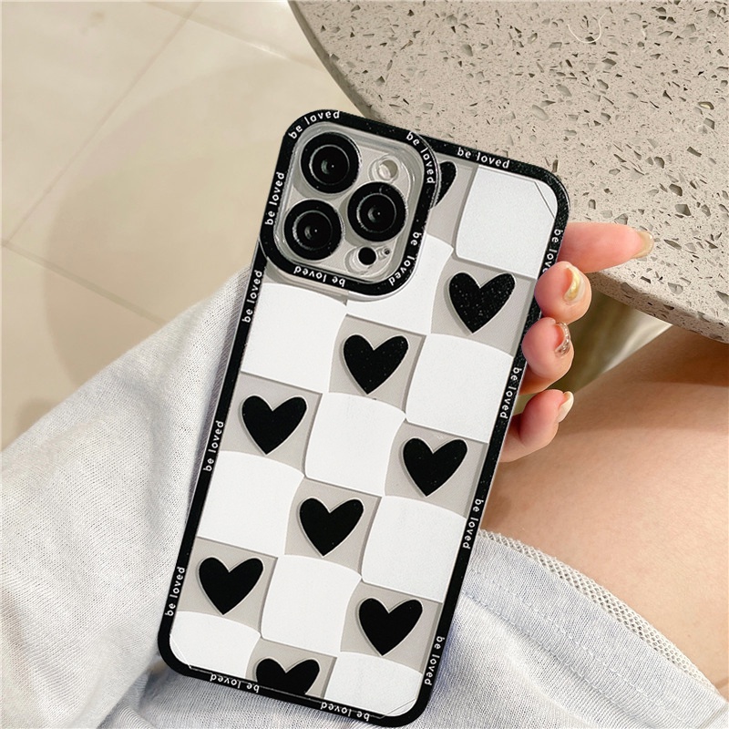 Soft Case Tpu Motif Kotak-Kotak Untuk Iphone 6 6S 8 7 Plus 13 11 12 Pro Max Xr X Xs Max Se