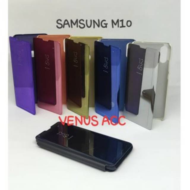 Clear View Samsung M10 Flip Cover Mirror Case Samsung M10 Standing Cover