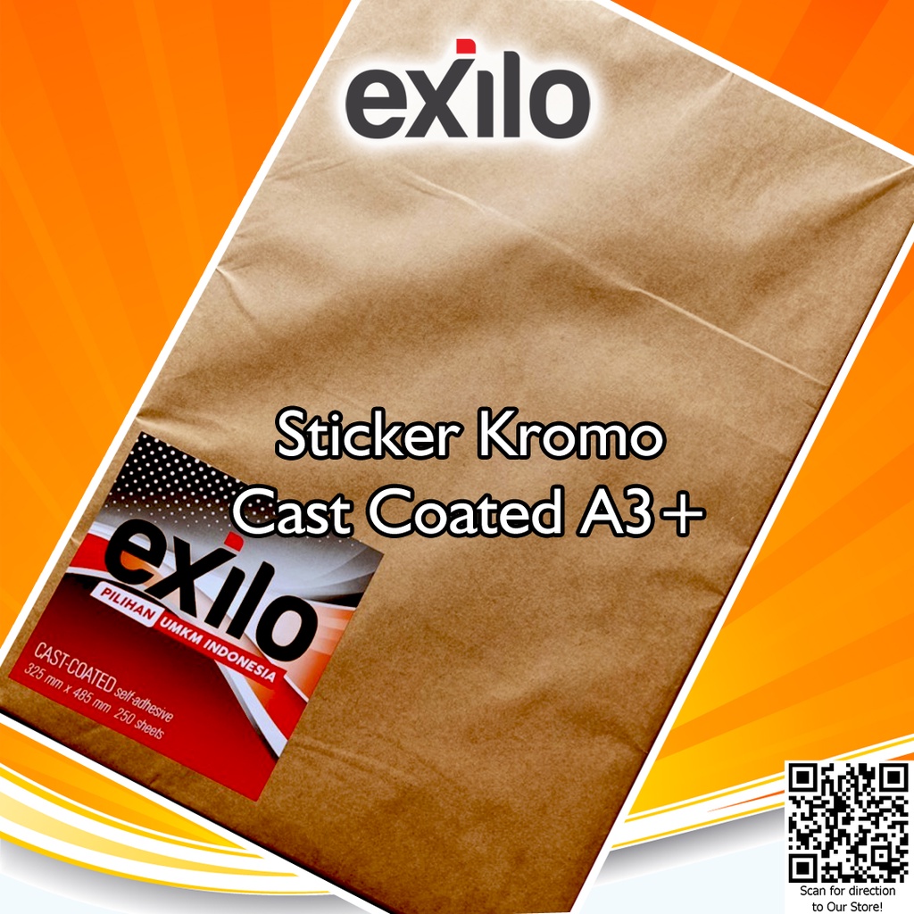 

Exilo Stiker Kertas Kromo Glossy Digital Print Laser Toner A3+ Cast Coated Paper Sticker Mirrokote Bontak Pack isi 250 lembar