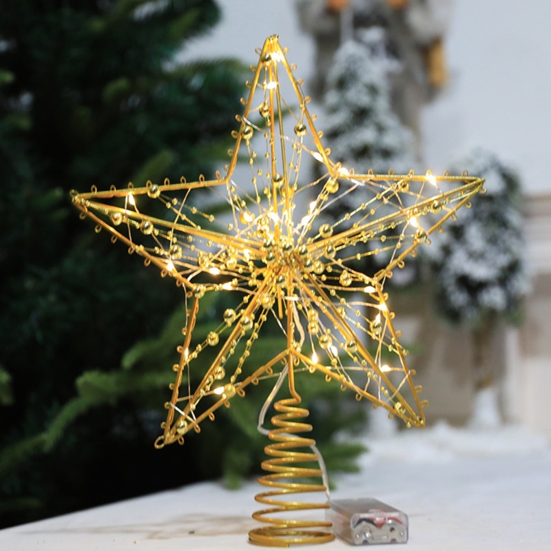 Ornamen Bintang Dengan Lampu Led Untuk Dekorasi Pohon Natal