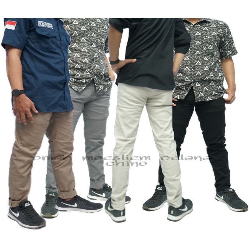 CELANA CINO Panjang Pria  Slimfit KERJAHARIAN Santai Casual Formal Hitam Abu Cream Mocca Size 27-38