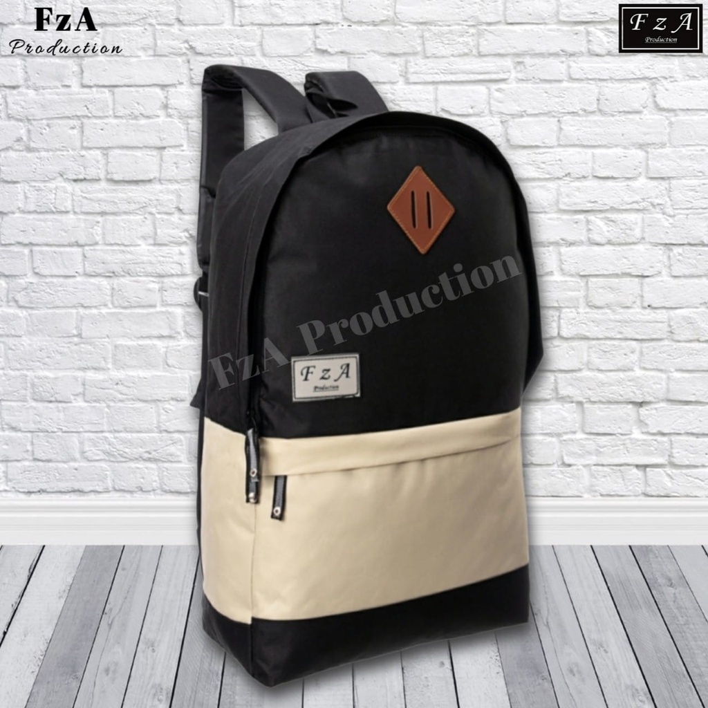 Tas Ransel Gendong Laptop Distro Sekolah Kuliah Pria Wanita Black Murah Original FzA BUY 1 GET 2