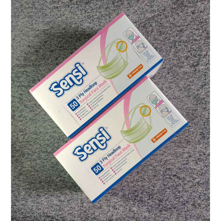 SENSI 3 PLY HEADLOOP SURGICAL FACE MASK ISI 50 / Masker sensi hijab