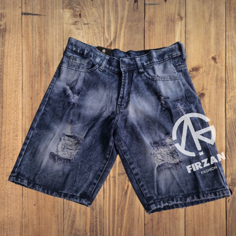 CELANA PENDEK JEANS SOBEK TALI KOLOR RAWIS/CELANA DISTRO PRIA RAWIS