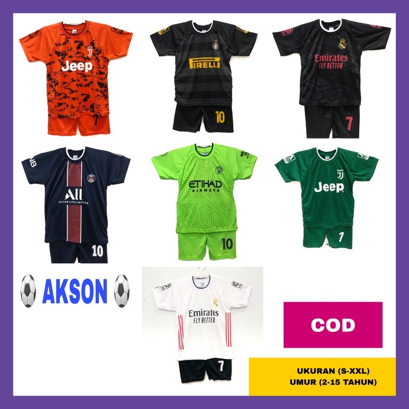 SETELAN BAJU BOLA ANAK LAKI LAKI 0-15 tahun / SETELAN JERSEY