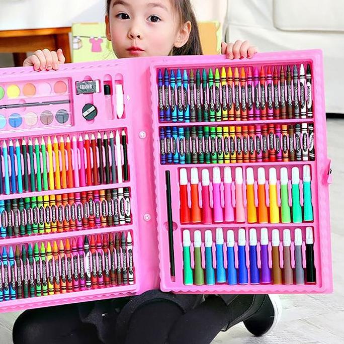 

Terlaris Stationary Set isi 86 & 150 pcs Pensil Crayon Warna Cat Air / Perlengkapan Sekolah Menggambar Anak / Alat Warna