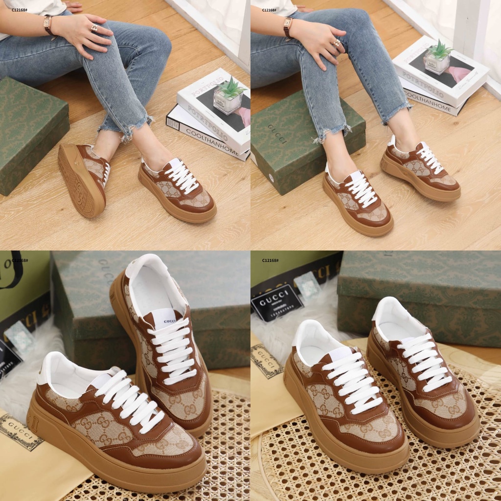 GC GG-Jacquard Canvas &amp; Leather  Women Sneakers C12168