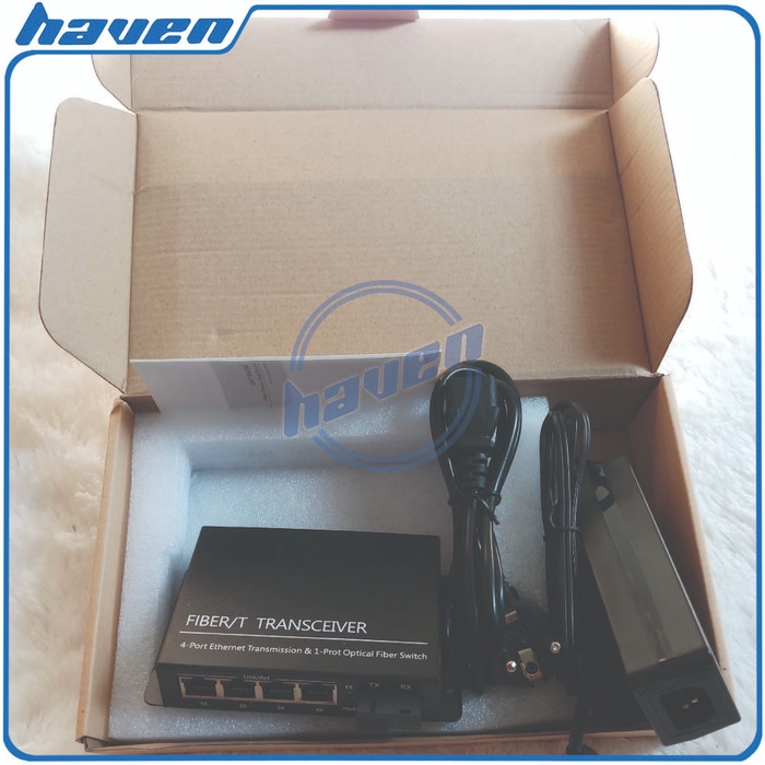 Media Converter 1 Port FO 4 PoE LAN Switch Fiber Optic SC 100