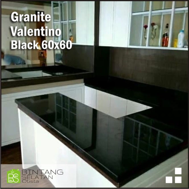 GRANIT TILE VALENTINO HITAM POLOS 60X60