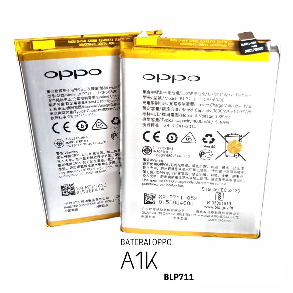 Battery Baterai Oppo A1k BLP711 Kualitas Ori