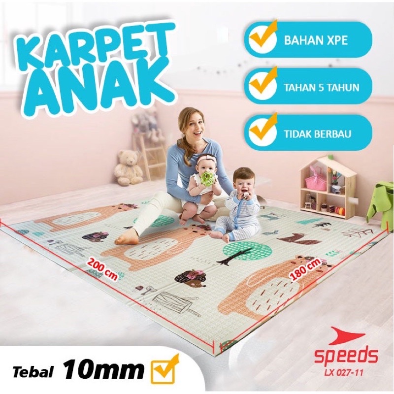Playmat Lipat XPE Matras Karpet Anak Bayi UK 200X180CM (Tersedia varian ukuran)-1