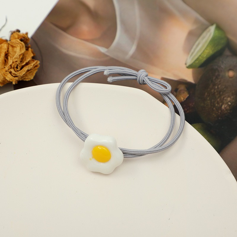 OVERFLOWS.ID Ikat Rambut Egg Tali Rambut Ala Korea Bentuk Telur Ceplok Murah-TELOR Gray