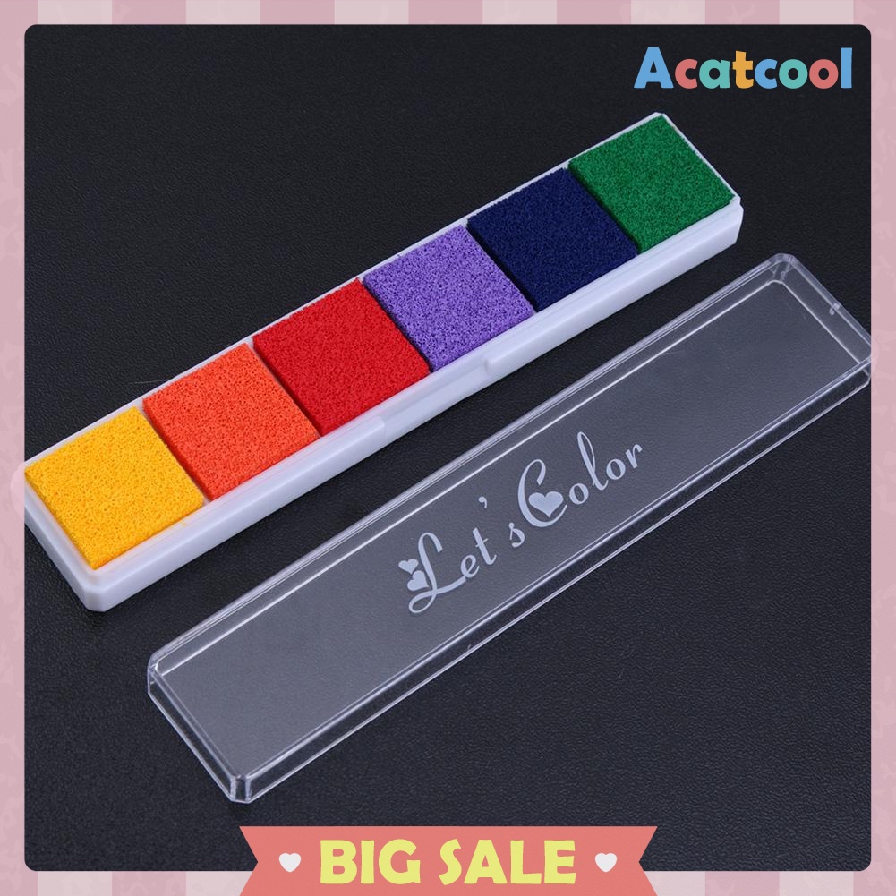 6 Colors Fingerprint Inkpad DIY Scrapbooking Colorful Ink Pad Stamp Decor