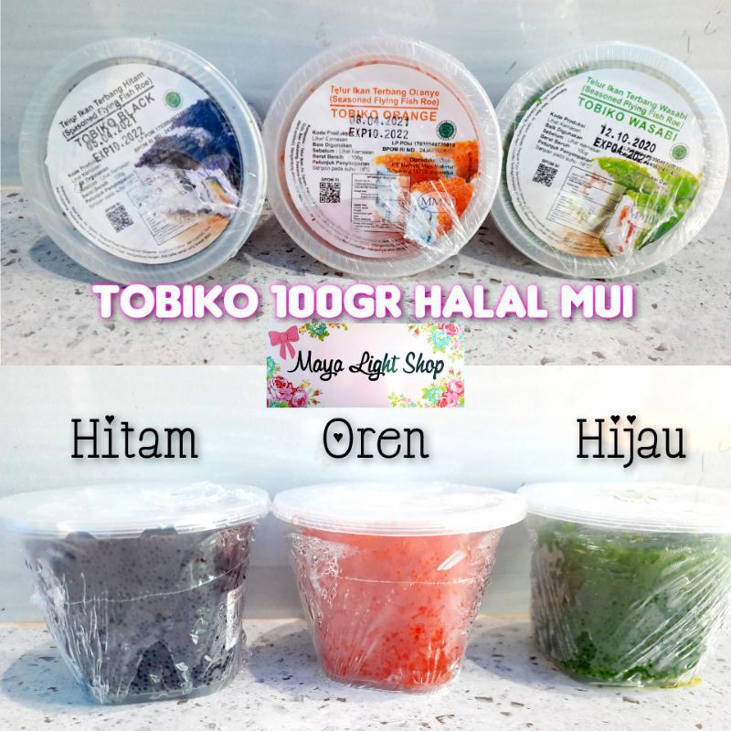 Tobiko chuka sushi unagi kabayaki sashimi chuka wakame idako kurage ubur ubur baby octopus roe telur ikan frozen caviar flying fish tobiko orange hitam hijau wasabi halal topping bahan sushi sashimi