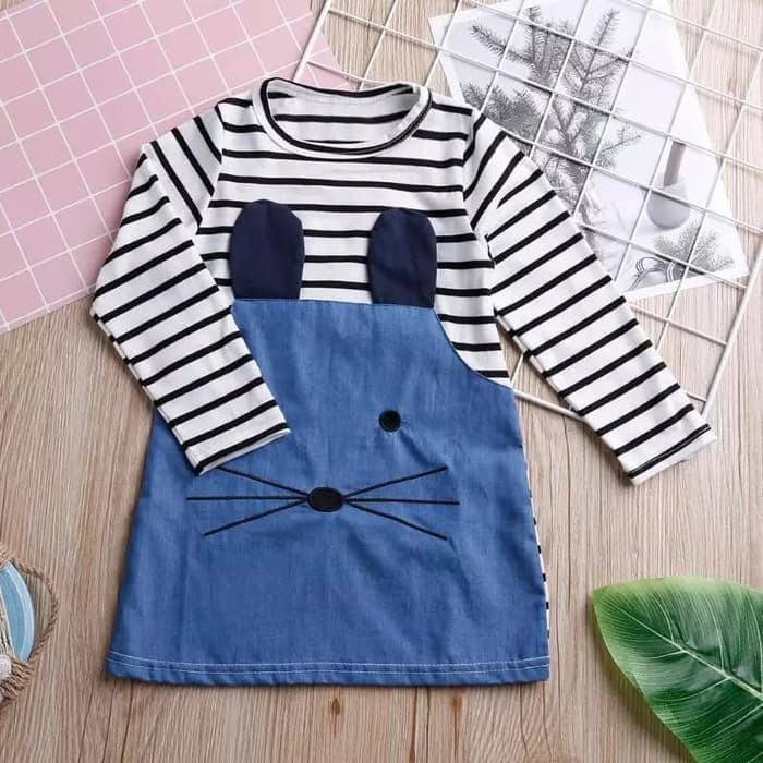 Girls Cute Stripe Long Sleeve Dress Kid