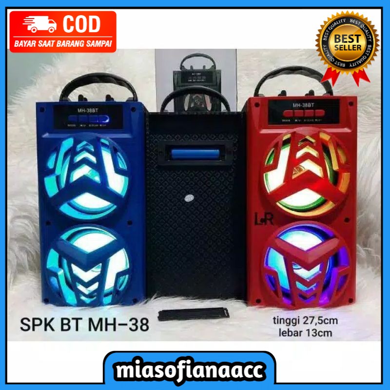 (COD) PORTABLE SPEAKER BLUETUUTH MH-38BT/ MH-36BT BONUS MIC KARAOKE FM RADIO USB MEMORY CARD AUX MIC