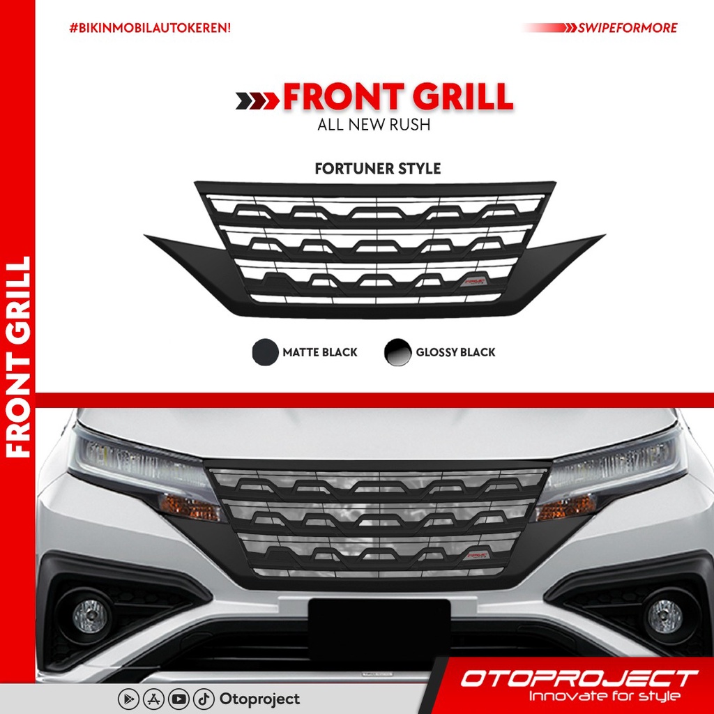 GRILL ALL NEW RUSH TERIOS 2018 MODEL FORTUNER GLOSY BLACK