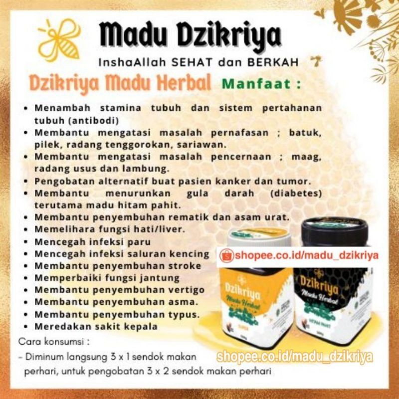 100% ORI Dzikriya Madu Hutan Pahit 1 Kotak Hutan Super 100% Asli Madu hutan Bisa COD Herbal pahit Super Madu Sarang Dzikriya