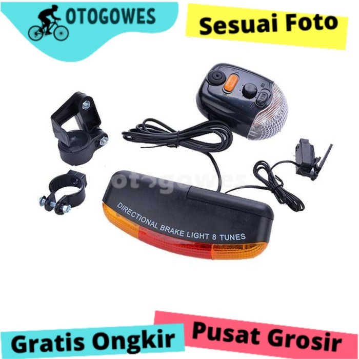 Lampu Sepeda Gunung Polygon Rem Sein Kiri Kanan 7 LED Klakson XC408