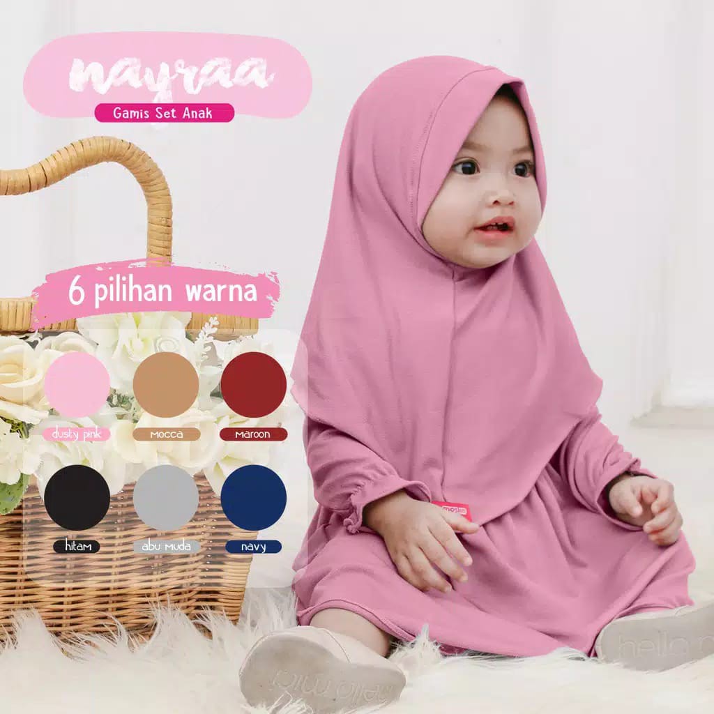 PAKAIAN MUSLIM NAYRA BAJU LEBARAN NAYRAA GAMIS SET BAYI GAMIS BAJU LEBARAN ANAK XS / S BAHAN LEMBUT NYAMAN HIGH QUALITY