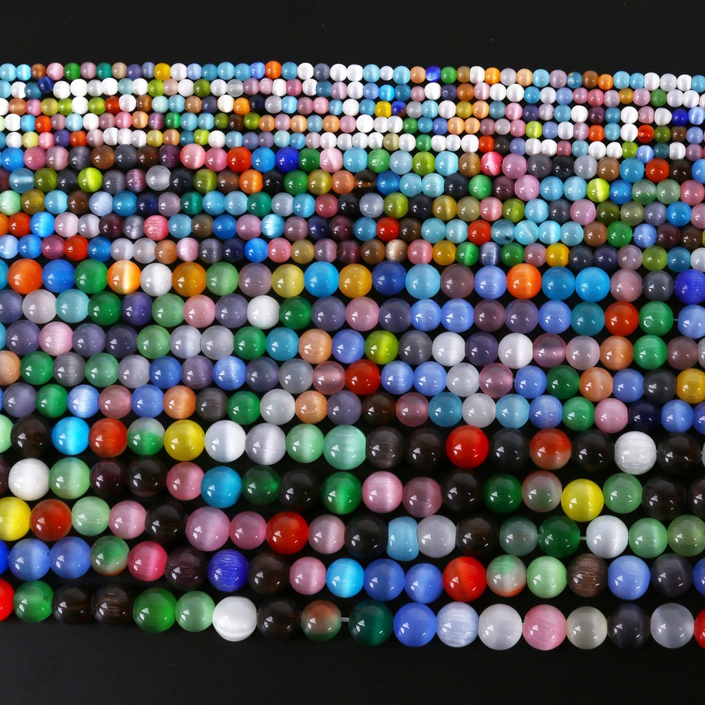 40/50/60100pcs Mixed Color Approx Glass Beads Round Opal Natural Cat Eye Beads For Bracelet Earrings DIY Jewelry Making