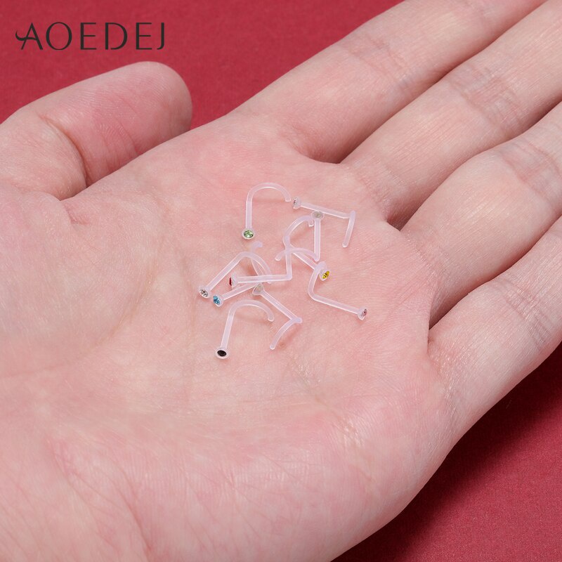 10pcs Anting Tindik Telinga / Hidung / Tubuh Bentuk Barbel Bahan Akrilik Transparan