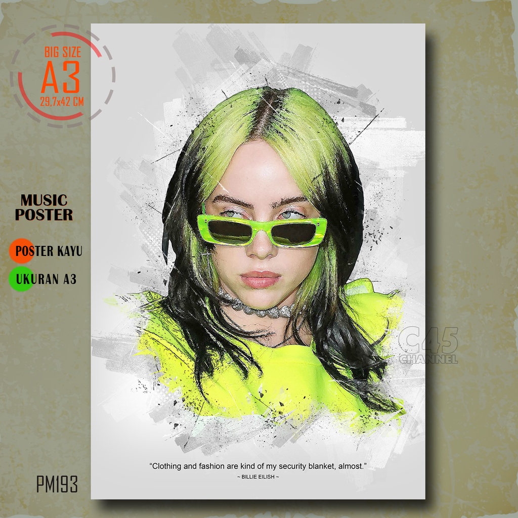 BILLIE EILISH Poster Kayu Ukuran Besar A3 Hiasan Dinding Musik Pop Foto Artis Pajangan Kamar Ruang T