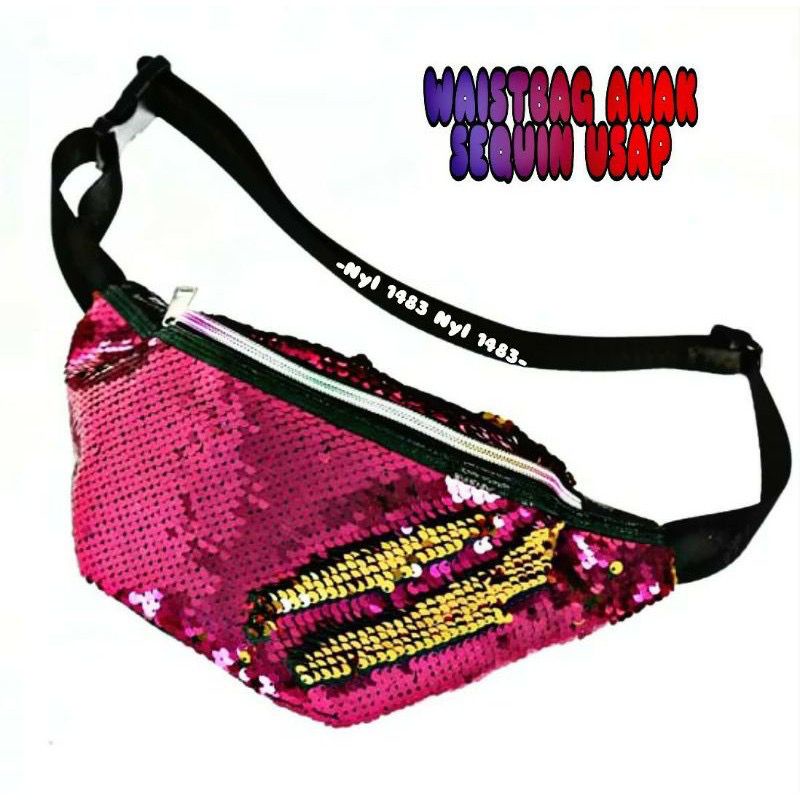 Waistbag Anak &amp; Remaja Sequin Terbaru / Tas Pinggang Anak &amp; Remaja Perempuan / Tas Waistbag Anak &amp; Remaja Sequin Bling-bling