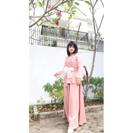 Gamis 70750 Maxi Japan Blazer Obi Belt Ribbon Gaun Panjang  Baju Scuba Titanium prewedding  Mewah