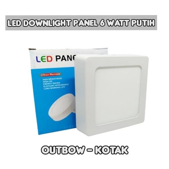 Lampu Panel Downlight LED 6 Watt / 6W Outbow Kotak Putih