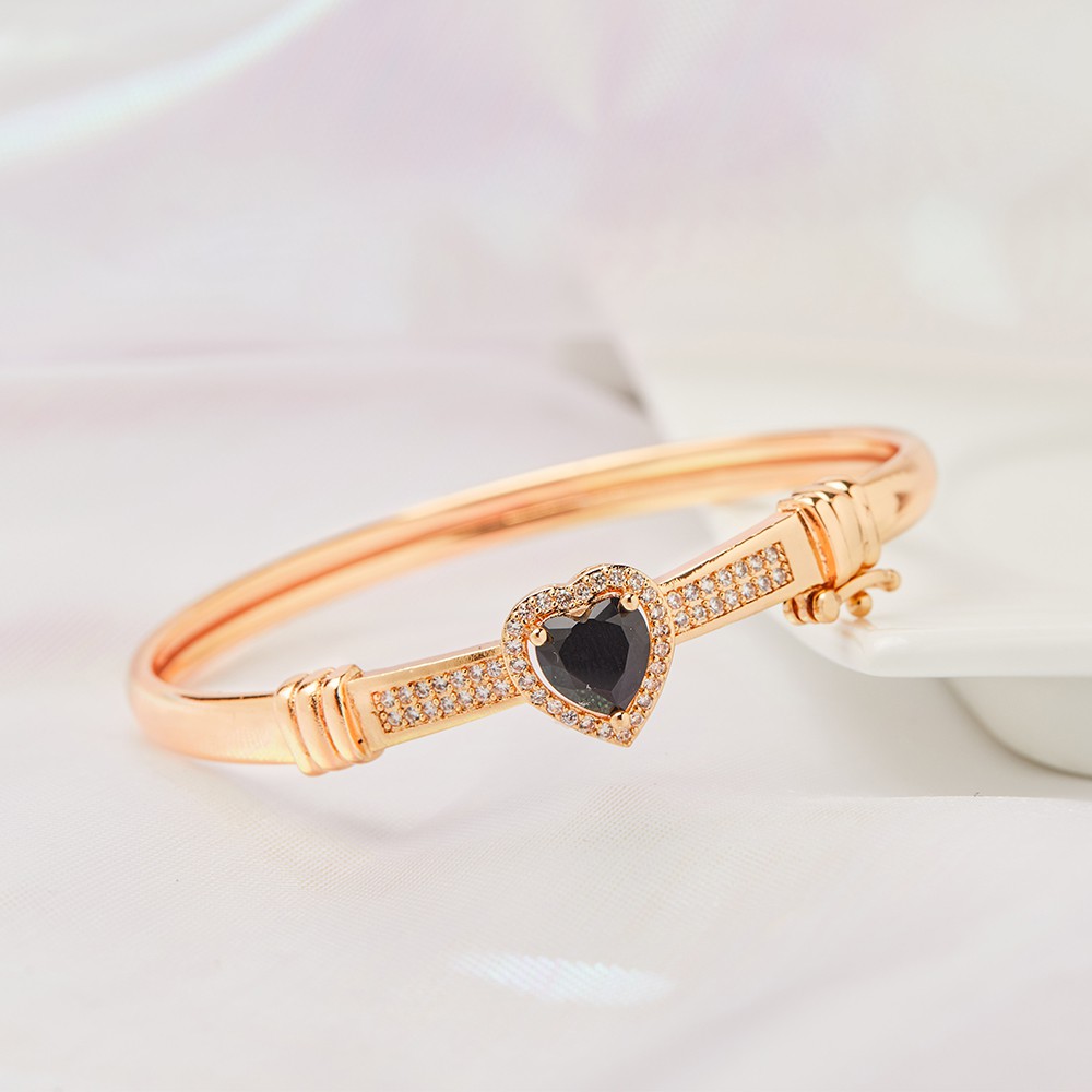 Y280 Gelang Tangan Kristal Hati Lapis Emas 24k Aksesoris Wanita Fashion Anti Karat Gelang Bangle