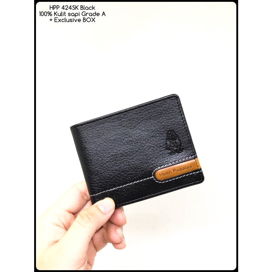 Exclusive dompet hush puppies 424 classic black replica mirror dompet cowok dompet pria dompet murah