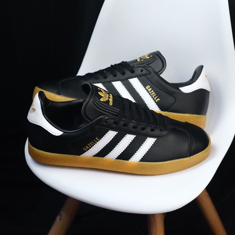 adidas gazelle black white gold