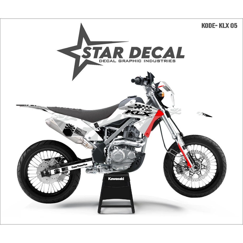 Sticker Decal KLX BF full body Putih Merah OneOneNine Type