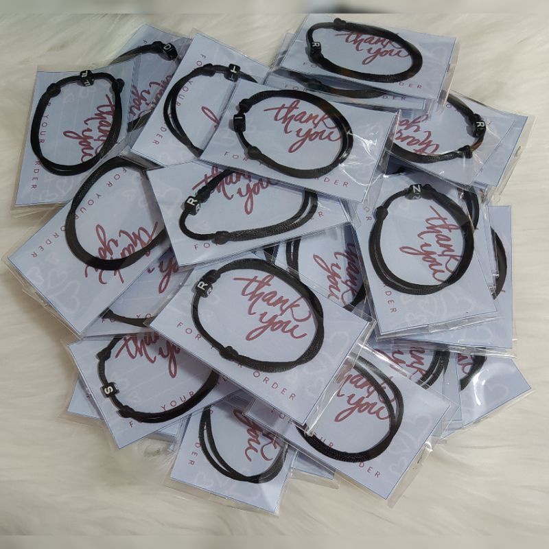 Gelang Inisial Huruf Tali Korea Glossy Anti Air Bebas Pilih Huruf A-Z