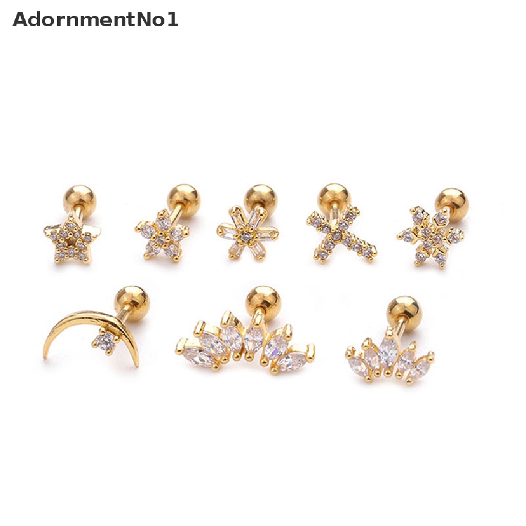 (AdornmentNo1) Anting Tusuk Bentuk Barbel Kristal Untuk Wanita