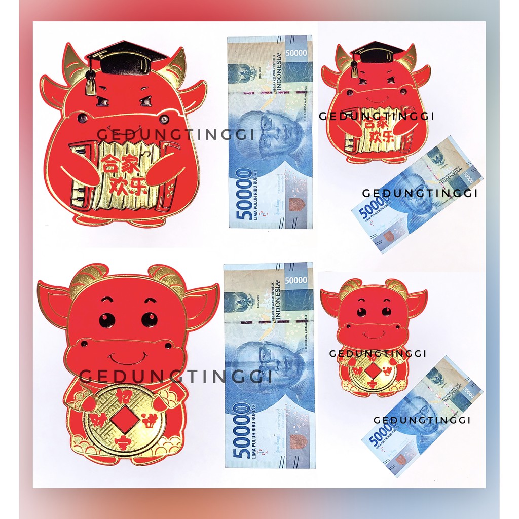 Angpao imlek kerbau 3D 2021 (1 pack isi 3 pcs) beda motif pilih di variasi